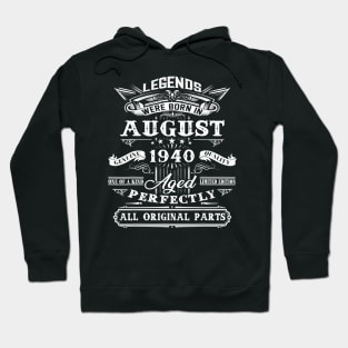 Vintage August 1940 80th Birthday Gifts For 80 Years Old Hoodie